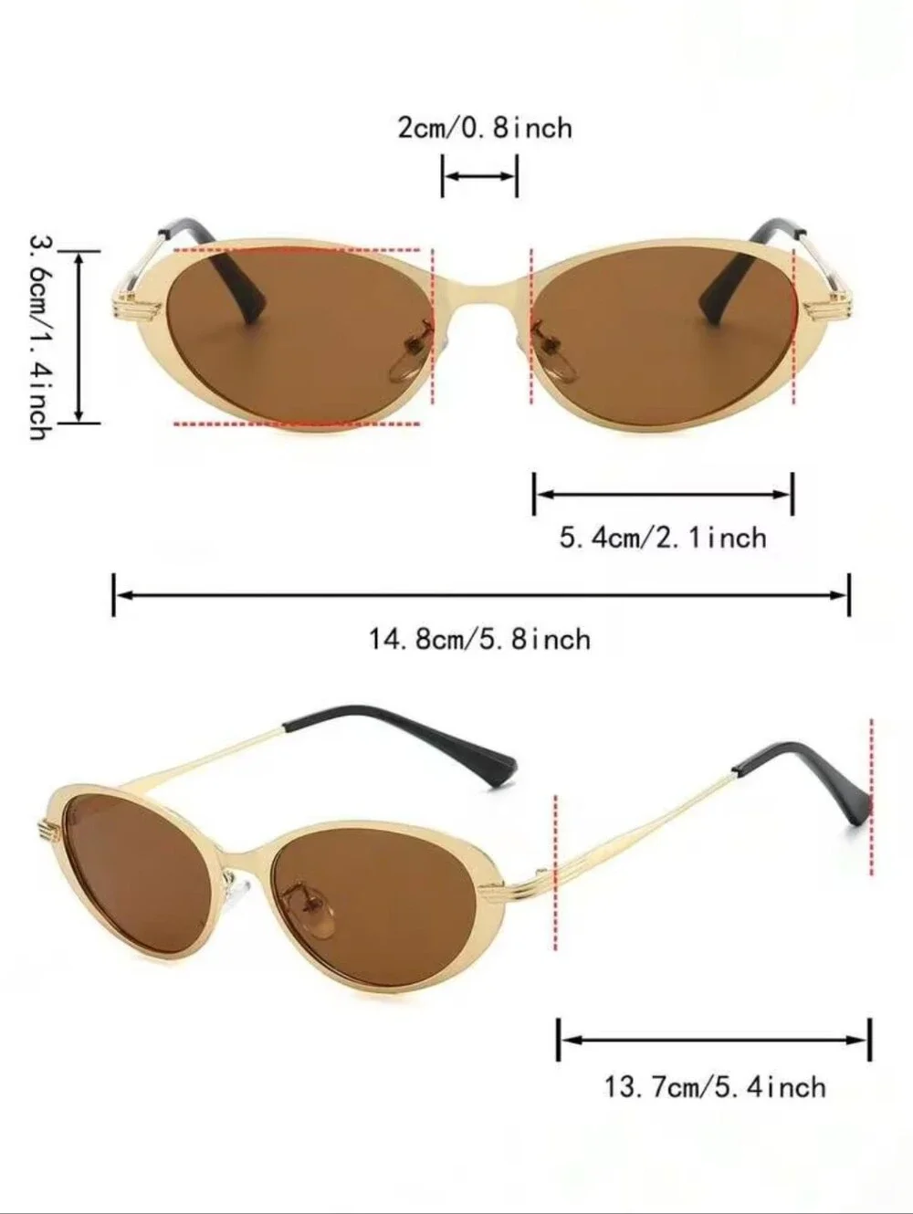 Gold Frame Brown Lens Cat-Eye Sunglasses for Women